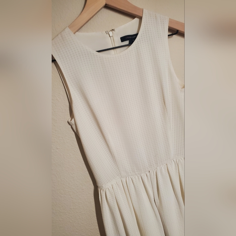French Connection White Textured Sleevless Fresh S Midi Dress - Picture 2 of 4